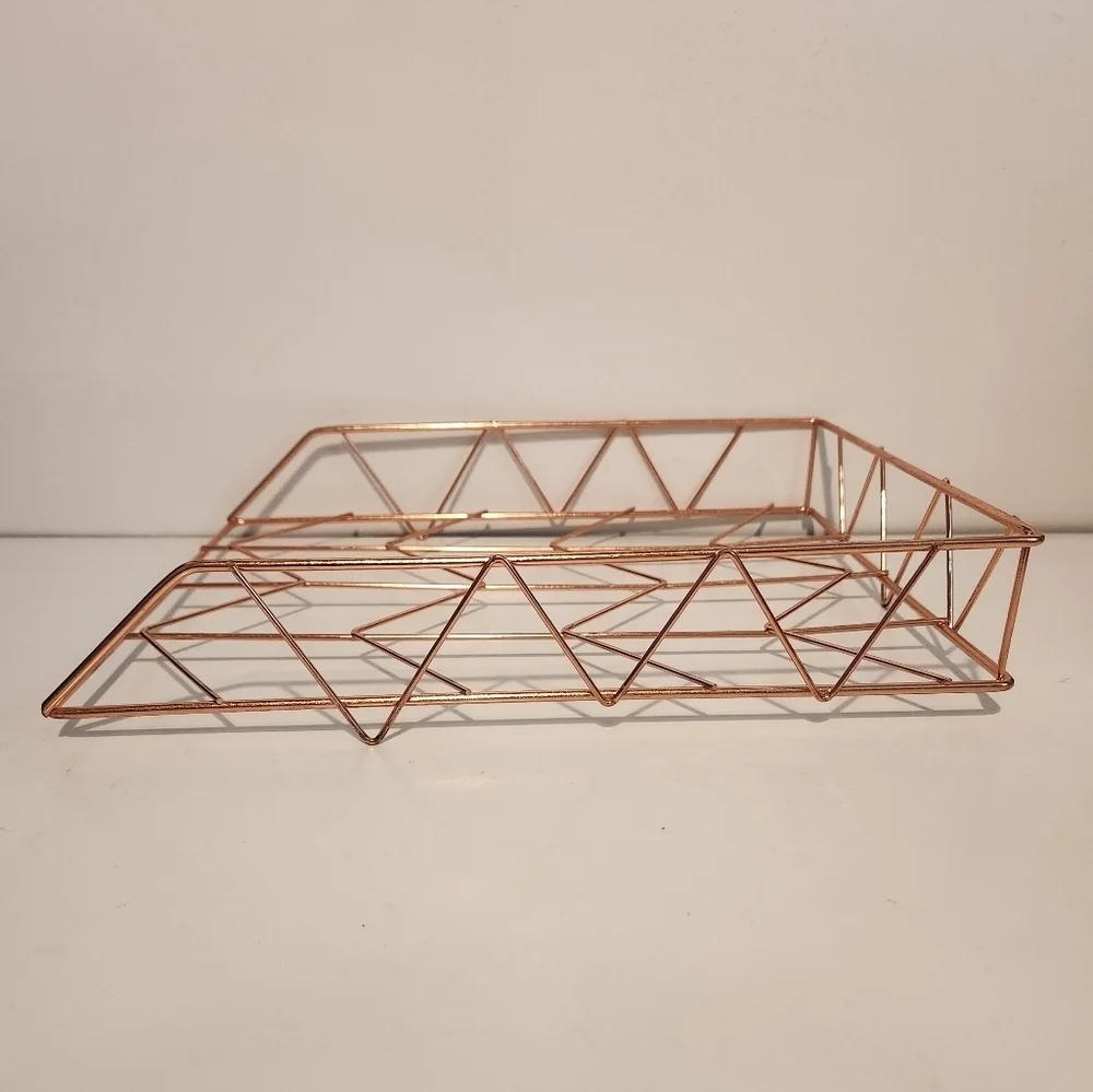 Unbranded Rose Gold Wire File Tray Organizer